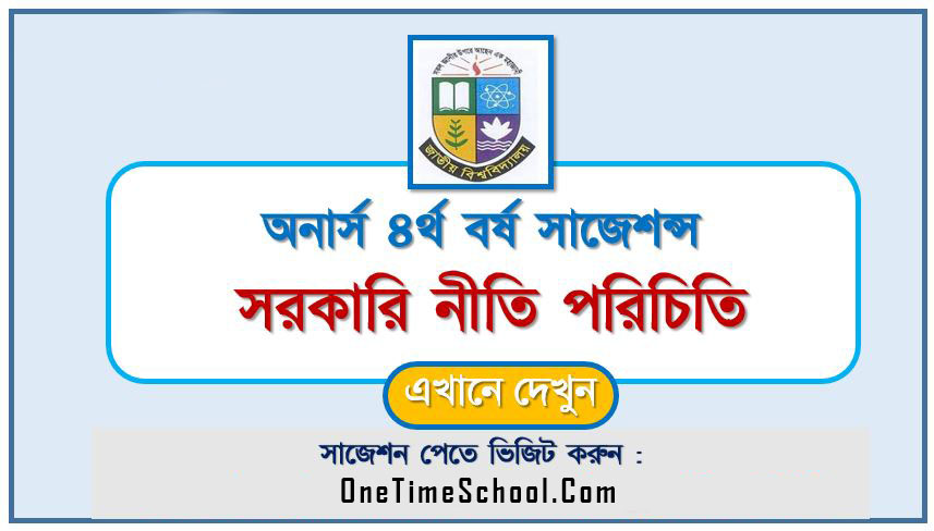 অনার্স ৪র্থ বর্ষের সরকারি নীতি পরিচিতি সাজেশন ২০২৪